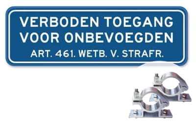 Verboden Toegang bord - Weerbestendig Aluminium - 40x15 cm - Bevestiging: Met hekbeugels (voor spijlen- of gaashek)