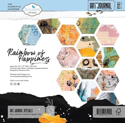 Papierblok - Diverse kleuren - Rainbow of Happiness - 30,5x30,5 cm - 190 grams - Elizabeth Craft Designs - 13 vellen