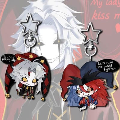 Spel De Freak Circus Pierrot Cosplay Sleutelhanger Kawaii Acryl Joker Clown Hanger Sleutelhanger Sleutelketting Tas Accessoire Ornament Rekwisieten white