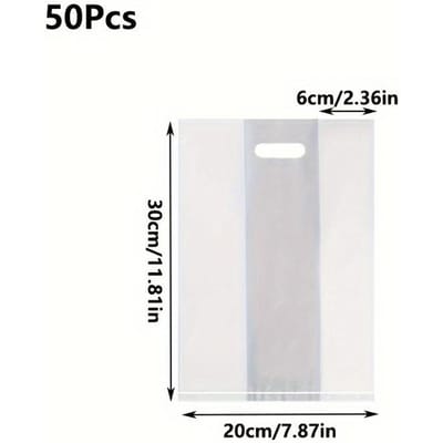 50 stuks/pak Transparante Plastic Cadeauzakjes met Handvatten - Ideaal voor Salades, Taarten, Pizza, Brood, Desserts, Koekjes en Snoep - Perfect voor Bruiloften white
