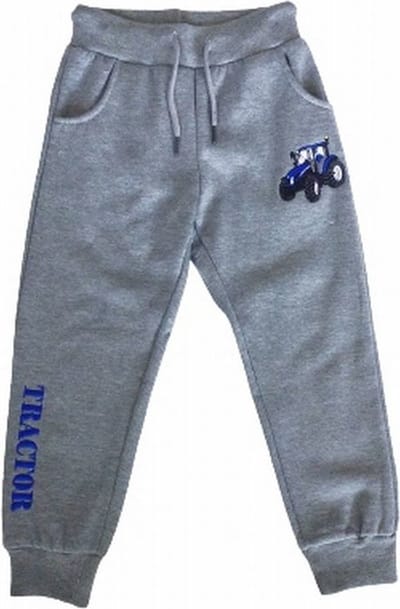 S&c Joggingbroek met geborduurde trekker / tractor - grijs/blauw - New Holland - maat 86/92 (2) - H132