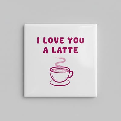 “I Love You a Latte” Schattige Tegel voor Koffieliefhebbers – Romantisch Cadeau voor Partner – Keramische Tegel 15×15 cm