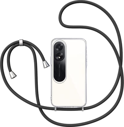 Hoesje met Koord geschikt voor Oppo A18 / A38 - Back Cover Siliconen Case Transparant Hoes Zwart