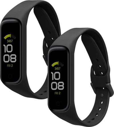 kwmobile 2x horlogebandjes geschikt voor Samsung Galaxy Fit 2 bandje - Smartwatch bandjes van TPU - Activity tracker horloge band in zwart / zwart