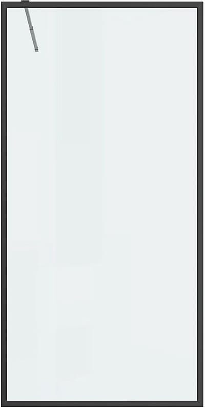 Vente-unique Douchewand voor inloopdouche – 100 x 200 cm – Matzwart – Gehard glas – AMBERI