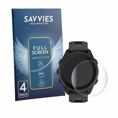 Savvies - Screenprotector voor Garmin Forerunner 170 - Folie Beschermfolie transparant volledig dekking 4 Stuks