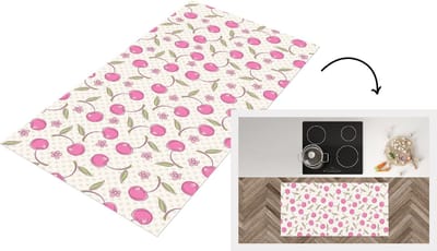 Keukenloper - Loper keuken - Kersen - Bloemen - Stippen - Patronen - 120x60 cm - Keukenloper vinyl