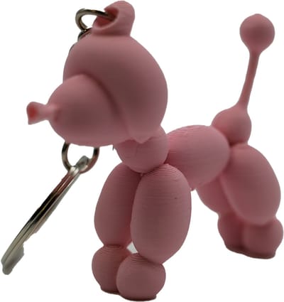 Poepende ballon hond sleutelhanger - Sakura Roze - 3d geprint - Cadeau dierenliefhebber – Sleutelhanger dier – 5cm