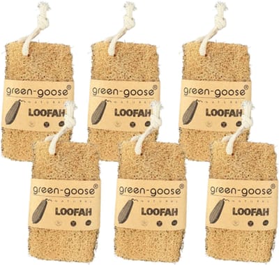 Luffa spons, 6 stuks badpeelingspons wasbaar reinigingsspons herbruikbare keukenspons afwassspons plastic vrije natuurlijke spons handschoenen