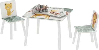 AIYAPLAY - Kindertafel en -stoelenset - MDF - 60x60x44cm - Groen