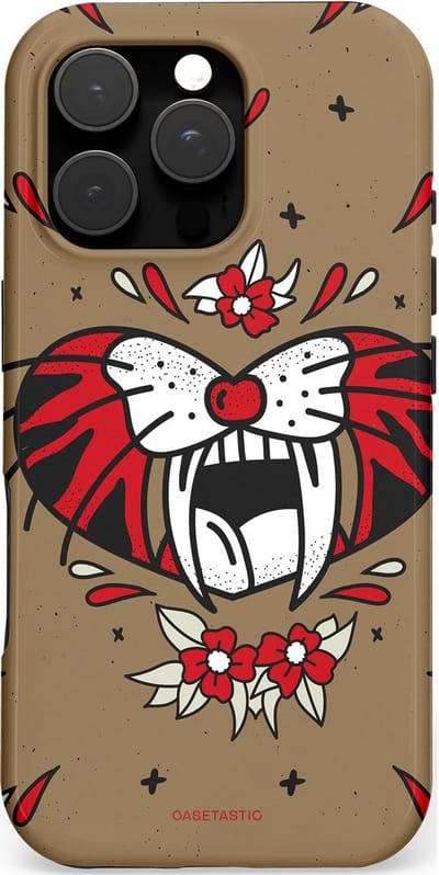 Casetastic hoesje geschikt voor Apple iPhone 16 Pro - MagSafe - Dubbellaagse bescherming - Wilde kracht - Fashion Case - Taupe Donkergrijs Bordeaux