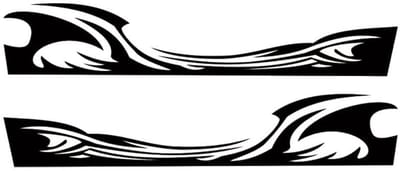 Dailygoods- Autostickers Wave Flame Graphics - 2x Car Body Stickers - Vinyl Waterdicht - Zwart/Wit/Rood - 39x210cm - Schokbestendig en Duurzaam - Autodecal