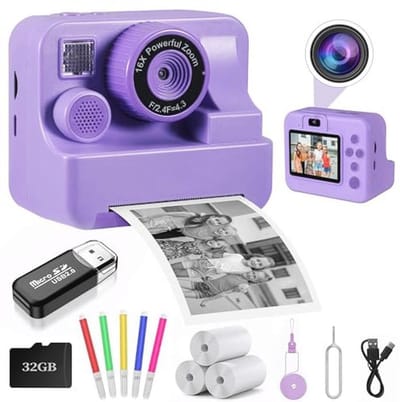 Children's Instant Camera 2.4 Inch 1080p HD Digital Camera for Kids with 32GB Card