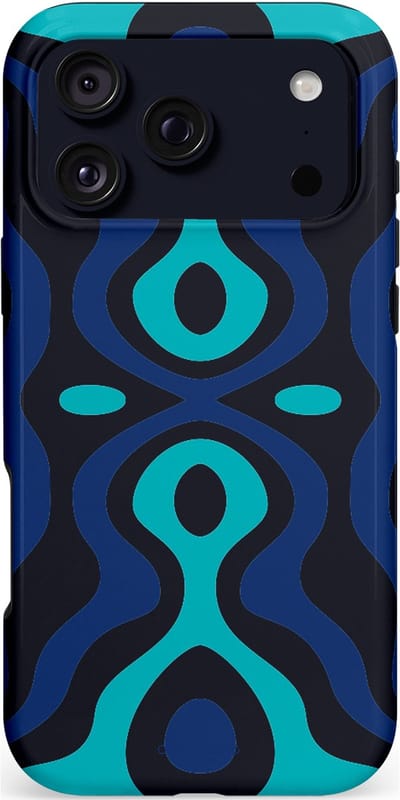 Casetastic hoesje geschikt voor Apple iPhone 17 Pro Max - MagSafe - Dubbellaagse bescherming - Blauwe Golf Lijnen - Fashion Case - Donkerblauw Wit