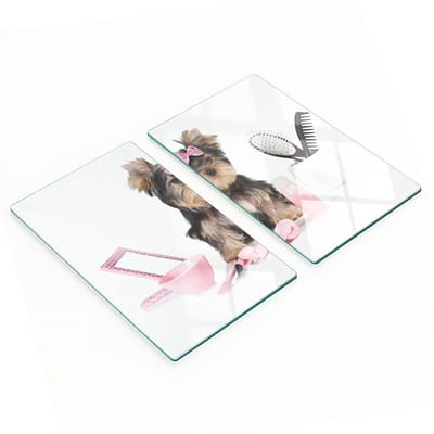 Multifunctionele decoratieve glazen borden Yorkshire Terrier 2x30x52 cm