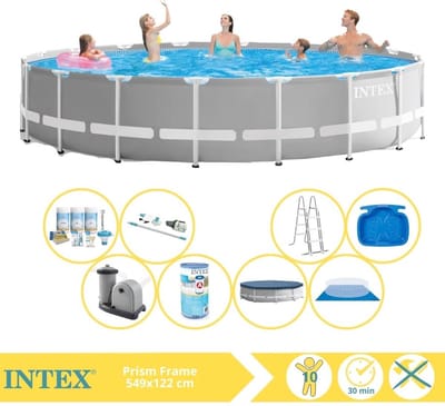 Intex Prism Frame Zwembad - Opzetzwembad - 549x122 cm - Inclusief Onderhoudspakket, Filter, Stofzuiger en Voetenbad