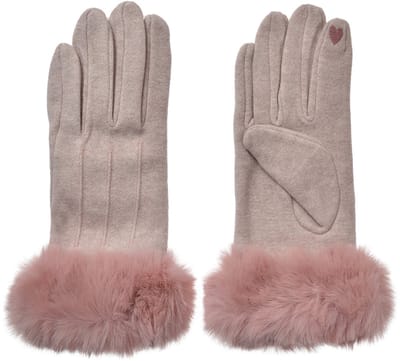 Clayre & Eef Handschoenen met imitatiebont 9x23 cm Paars Polyester