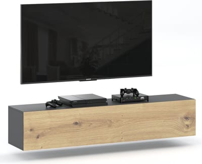 AZ Home Tv Meubel Young 200 cm Antraciet Eiken Tv Kast Hangend Kast Woonkamer Wandkast
