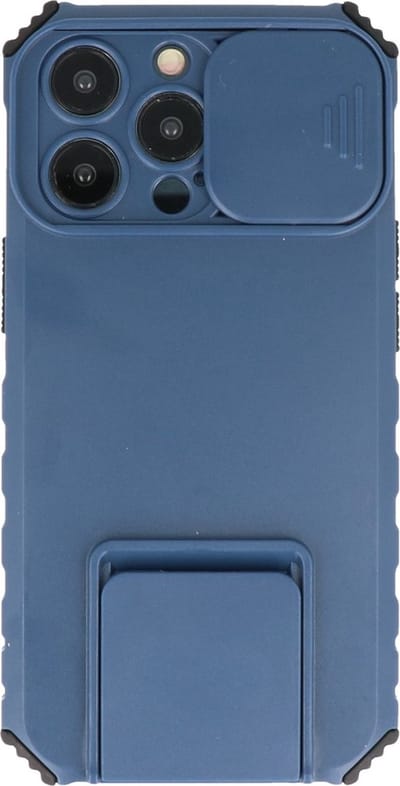 Premium Kwaliteit Anti Shock Hoesje - Back Cover - Camerawindow met Stand Functie - Geschikt voor iPhone 11 Pro - Blauw