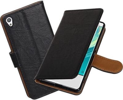 BestCases.nl Sony Xperia XA Echt Leer Leder booktype hoesje Zwart