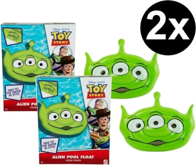 2 stuks - Luchtbed Alien Toy Story Disney - 103x86 cm - voor strand en zwembad
