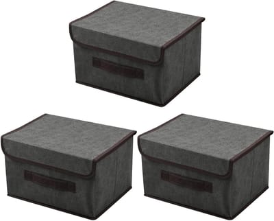 Opbergdozen met Deksel, Grijs, Vouwbare Opbergmanden, Kleine Mandjes voor Speelgoed, Kleding en Boeken (26 x 19 x 16 cm) - Ideaal voor Organisatie en Ruimtebesparing