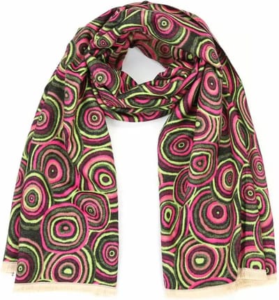 Bijoutheek Sjaal (Fashion) cirkels (80x180cm) Zwart