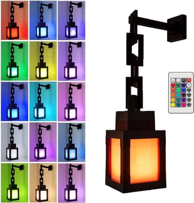 KZQ Pixelated Lampion Nachtlampje USB Oplaadbare Wandlamp 16 Kleuren LED Sfeerverlichting Met Afstandsbediening Voor Speelkamer Gamekamer Slaapkamer Wand Of Tafelmontage Game Geschenk