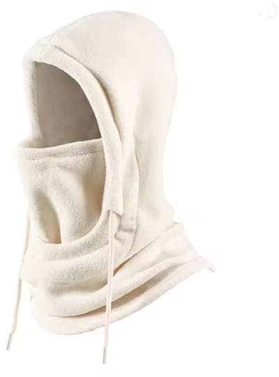 capuchon sjaal Wit, Capuchonmasker - Winter - Koud en winddicht masker - Hoofdband en nekband geïntegreerd-Met trekkoord - Masker, muts, sjaal - Geschikt voor motorrijden, fietsen, skiën, snowboarden, bergbeklimmen, wandelen - Capuchonomtrek 56-58