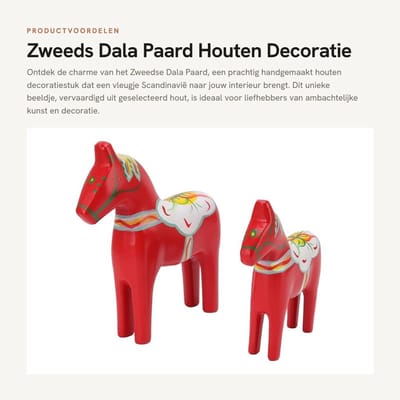Dailygoods- Dala Paard Handgemaakt - Houten Decoratie - Fine Carving - Unieke Ambachtelijke Afwerking - Rijke Kleuren - Symmetrische Structuur - Decoratiepaard