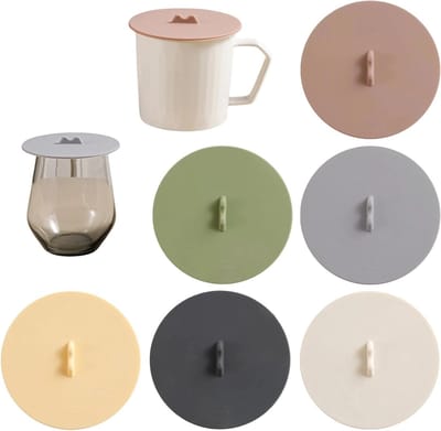 Herbruikbare silicone deksels voor glazen, 10 cm, kleurrijke deksels voor koffiekoppen en theekoppen, set van 6 stuks