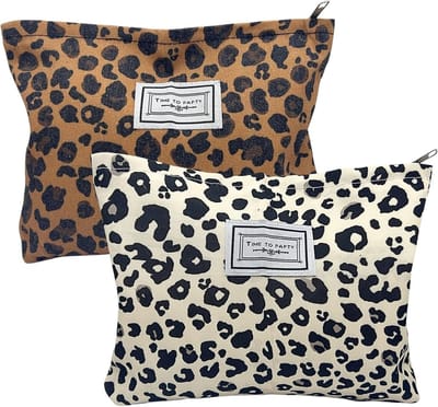 2 Stuks Dames Make-up Tas met Luipaardpatroon - Multifunctionele Reistassen voor Make-up en Cosmetica voor Vrouwen en Meisjes