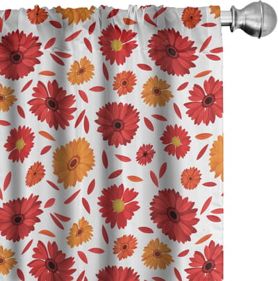 ABAKUHAUS Gerberabloem – Gordijnen – 2x75x245 cm – Mikrofaser – Vermiljoen Oranje