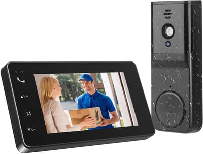 Draadloze Deurbel Camera - Videofoon Intercom - Bezoekers Ontvangen - Geen Wifi Nodig - 4.3 Inch Scherm - Zwart