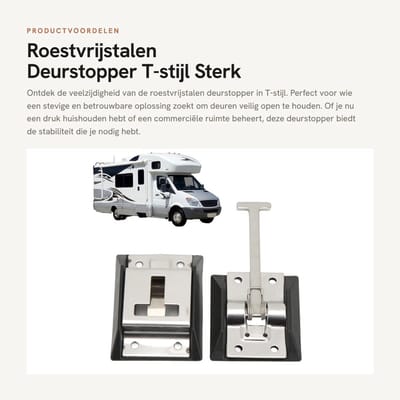 Dailygoods- Deurstopper T-stijl - Roestvrij staal 316 - Deurvastzetter - Duurzaam - Slagvast - 4 stuks met klinknagels - Deurhouder