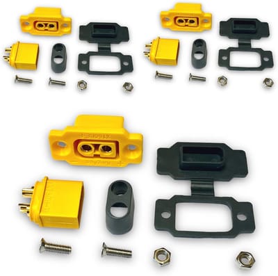 Inbouwstekker met hoge stroom en rubberen dop voor Lipo-accu - Stof- en waterbestendig 2pin