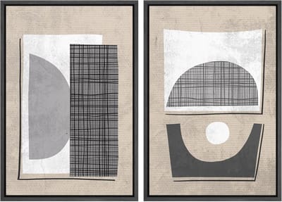 Canvas Muurkunst Set - Abstracte Collage - Woonkamer Decoratie - Ingelijst en Vervagingsbestendig - 2x 16x24 Inch - Multicolor