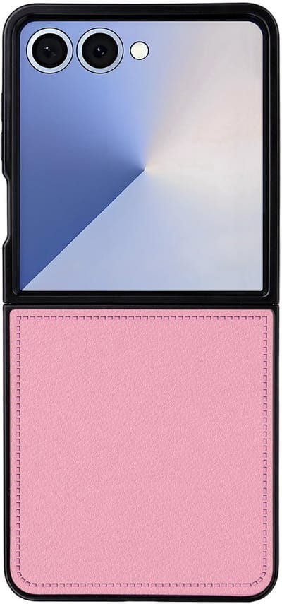 Stravo Hoesje Geschikt voor Samsung Galaxy Z Flip 7 – Hardcase Siliconen-Leer met Litchi-Textuur – Slank & Lichtgewicht – Schokbestendig – Anti-Fingerprint – Beschermende Case voor Samsung Galaxy Z Flip 7 – Roze