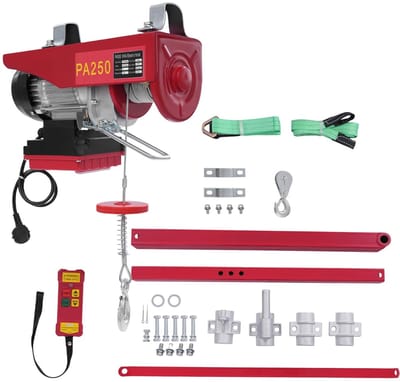 Elektrische takel - Hijsmachine Hefwerktuig - Zware Lasten Verplaatsen - Met Draadloze Afstandsbediening - 250 kg - Rood