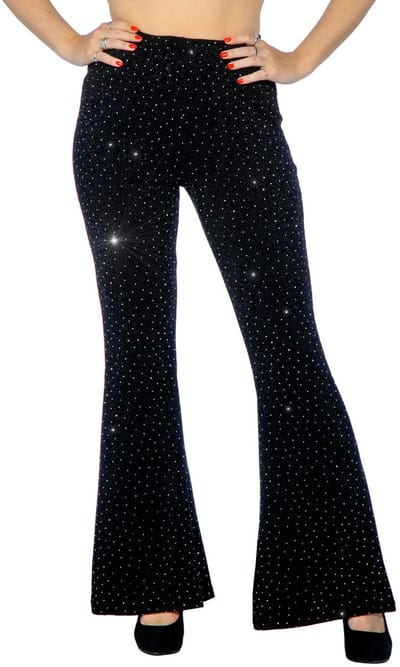 Wilbers - Glitter Broek Flared – Dame – Zwart - Maat 40