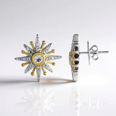 Cavill - Zilveren Oorbellen 925 Sterling met 0,389 ct Witte Topaas en 0,774 ct Pavé Zirkonen - Modern Rond Design 19mm - Elegante Bling Oorknopjes