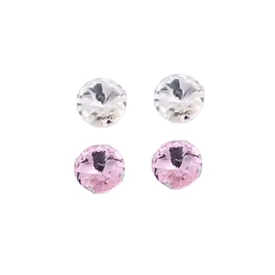2 paar allergievrije oorbellen licht roze en wit 8 mm