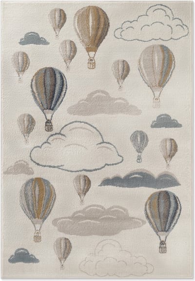 Flycarpets Kindervloerkleed Adventures - Luchtballon - Creme / Multi 160x235 cm