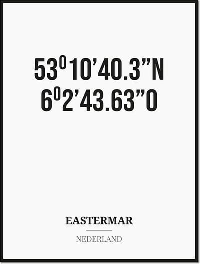 Poster/kaart EASTERMAR met coördinaten
