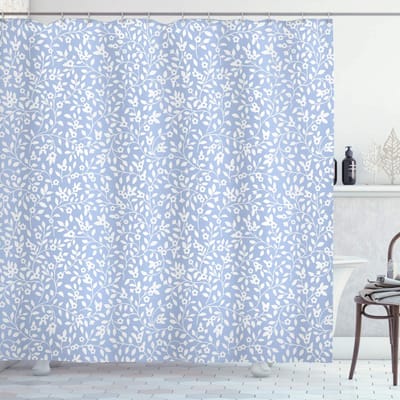 ABAKUHAUS Douchgordijn – Sc_52464 – 175x220 cm – Moderne stof, Babyblauw-wit