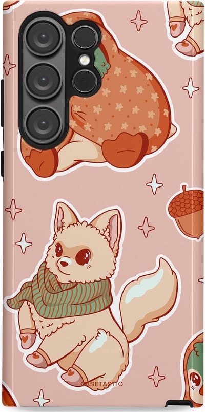 Casetastic hoesje geschikt voor Samsung Galaxy S23 Ultra - Dubbellaagse bescherming - Winter avontuur - Fashion Case - Perzik Zand Lichtgrijs