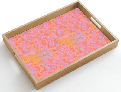 Dienblad hout 50x35 cm - Schootdienblad - Vloeiend - Verf - Perzik - Borrelplank rechthoek - Plateau dienbladen