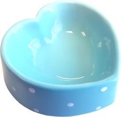 Happy pet voerbak polka dot hart blauw (16 CM)