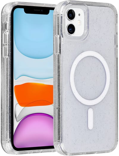 TUNIQ telefoonhoesje voor Apple iPhone 11 - MagSafe met glitter - Transparant