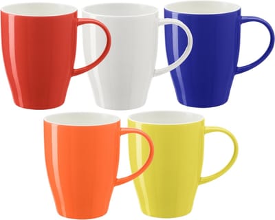 Bellatio Design Koffie mokken/bekers Paris - 5x - porselein - multi kleuren - 350 - stijlvolle vorm
